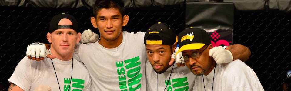 Maryland MMA fighter Aungla with Boxing and Jiu Jitsu Coaches