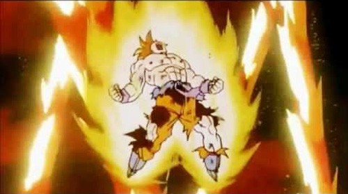 Goku endures namek explosion in Dragonball Z.