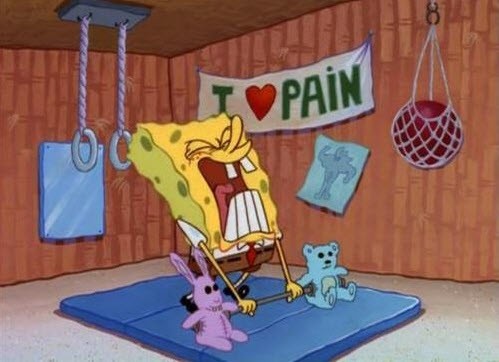 Even Spongebob hits the weights.