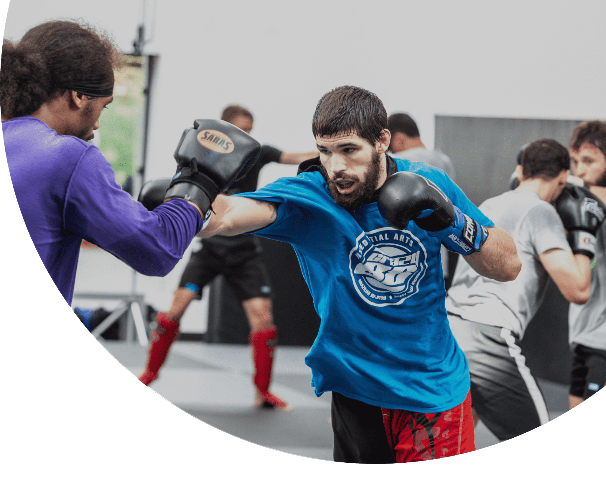 Guys training in boxing