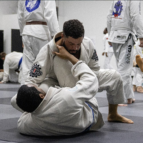 jiu-jitsu-training two men on the ground training jiu-jitsu